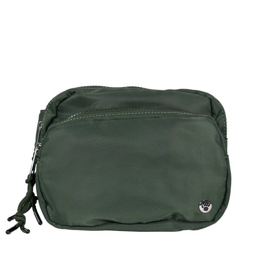 SQUARE DOUBLE ZIP WAIST BAG/SLING OLIVE