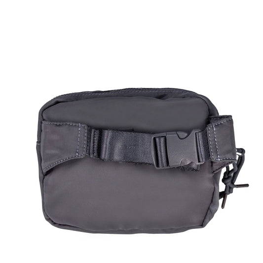 SQUARE DOUBLE ZIP WAIST BAG/SLING DARK GRAY